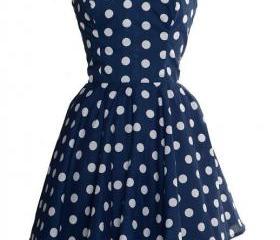 Maroon Princess Polka Dot Prom Dress
